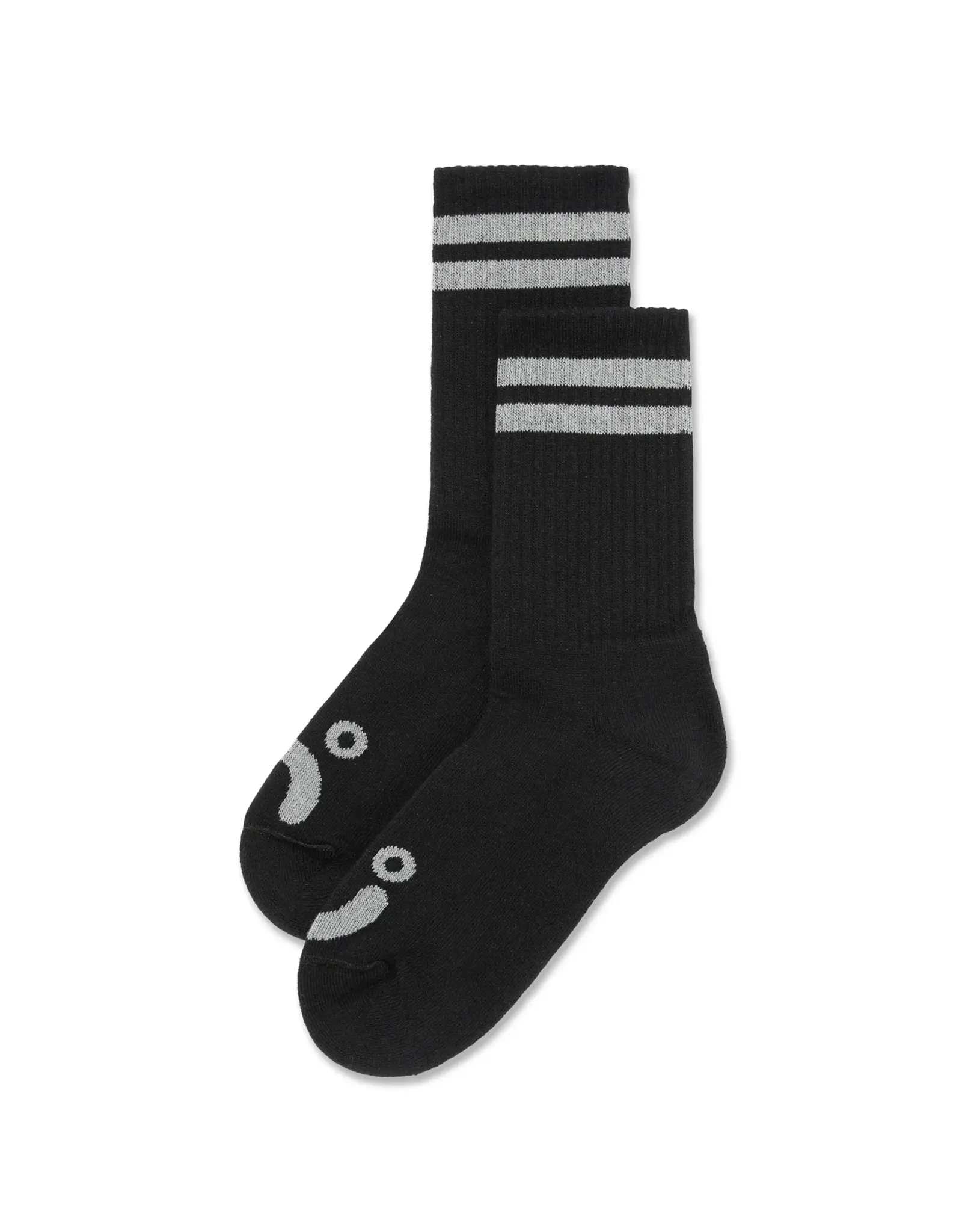 POLAR Happy Sad Rib Socks - Black / Heather Grey