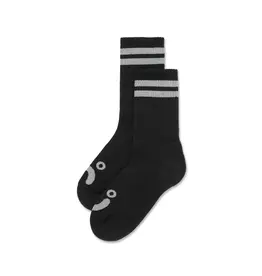 POLAR Happy Sad Rib Socks - Black / Heather Grey