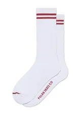 Long 2 Stripes Rib Socks - White / Cherry