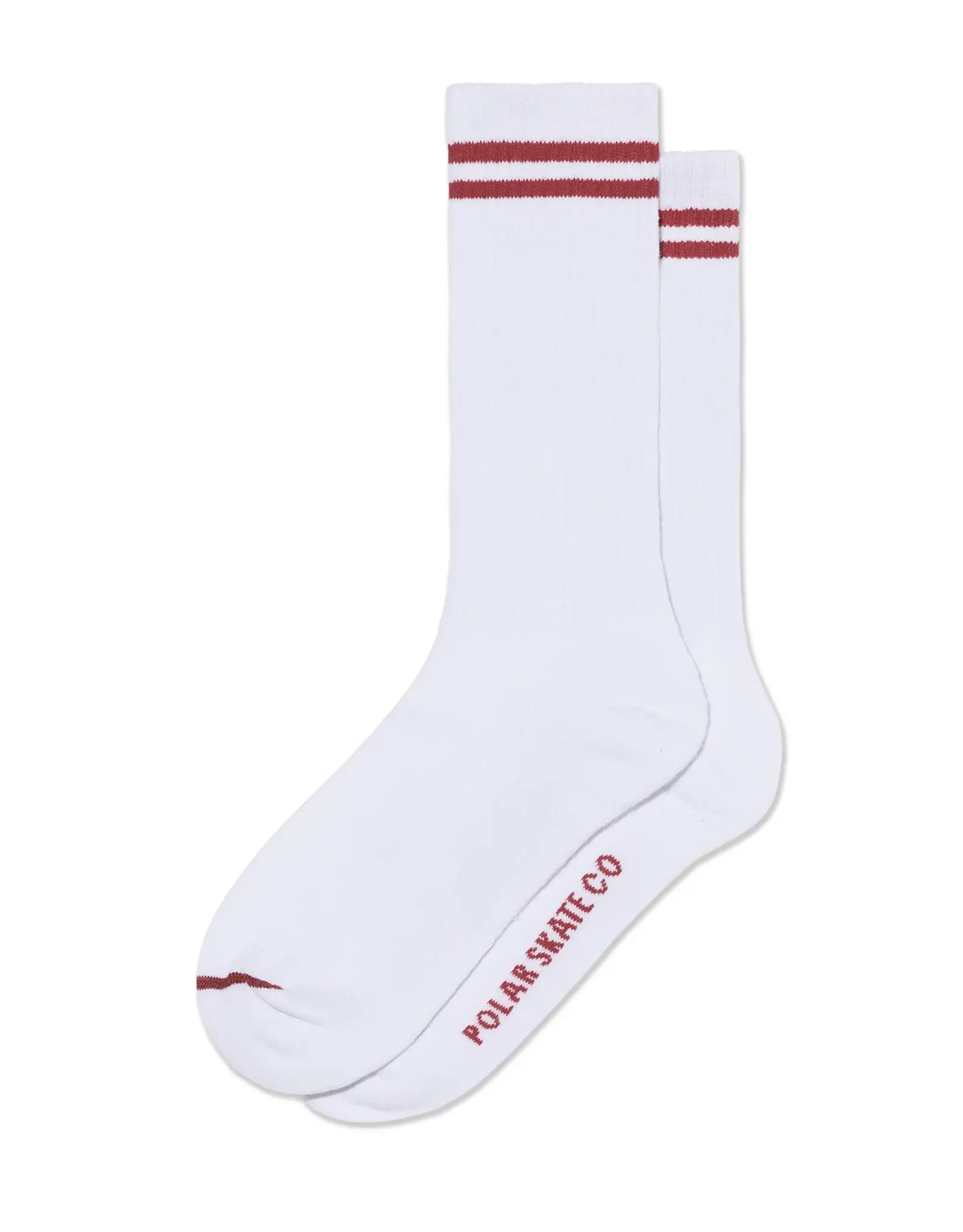 POLAR Long 2 Stripes Rib Socks - White / Cherry