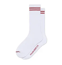POLAR Long 2 Stripes Rib Socks - White / Cherry