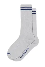 Long 2 Stripes Rib Socks - Heather Grey / Blue