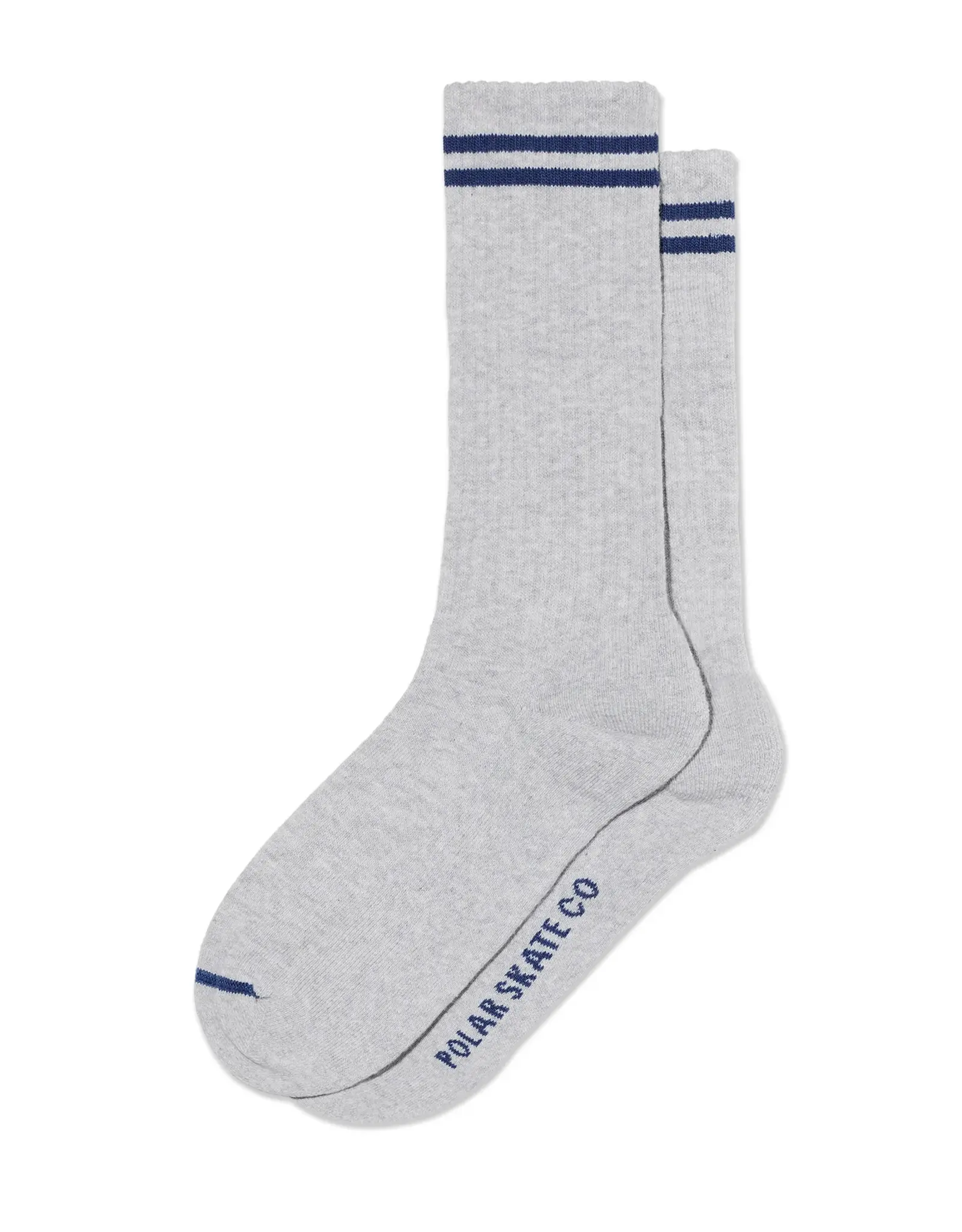 Long 2 Stripes Rib Socks - Heather Grey / Blue