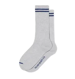 Long 2 Stripes Rib Socks - Heather Grey / Blue