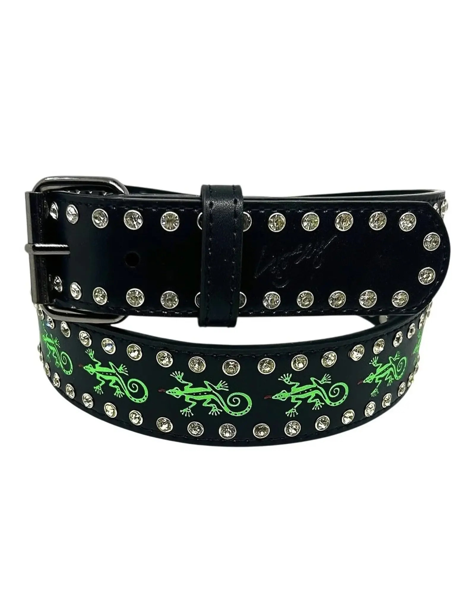 LOOSEY Gecko Rhinestone Belt - Black