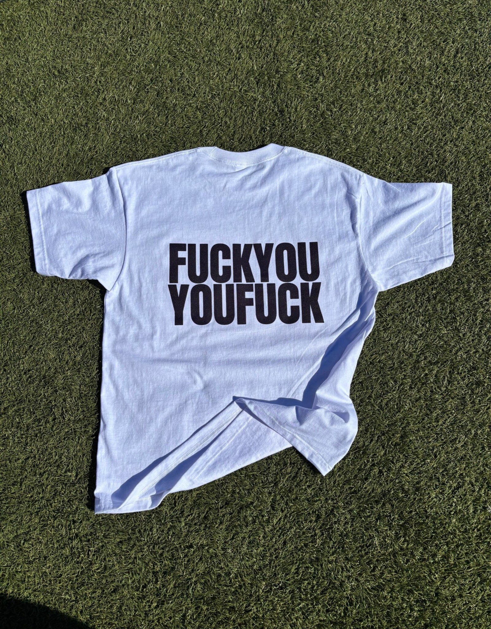 FCKYUYUFCK Double Sided Fat Print Tee - White / Midnight Purple