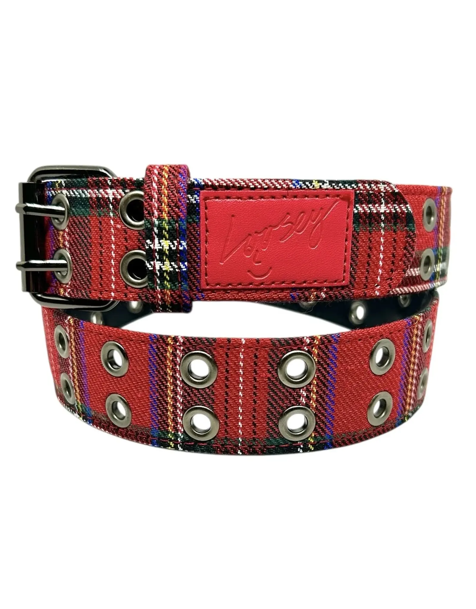 LOOSEY Plaid Grommet Hole Belt - Red