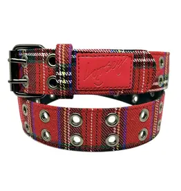 LOOSEY Plaid Grommet Hole Belt - Red
