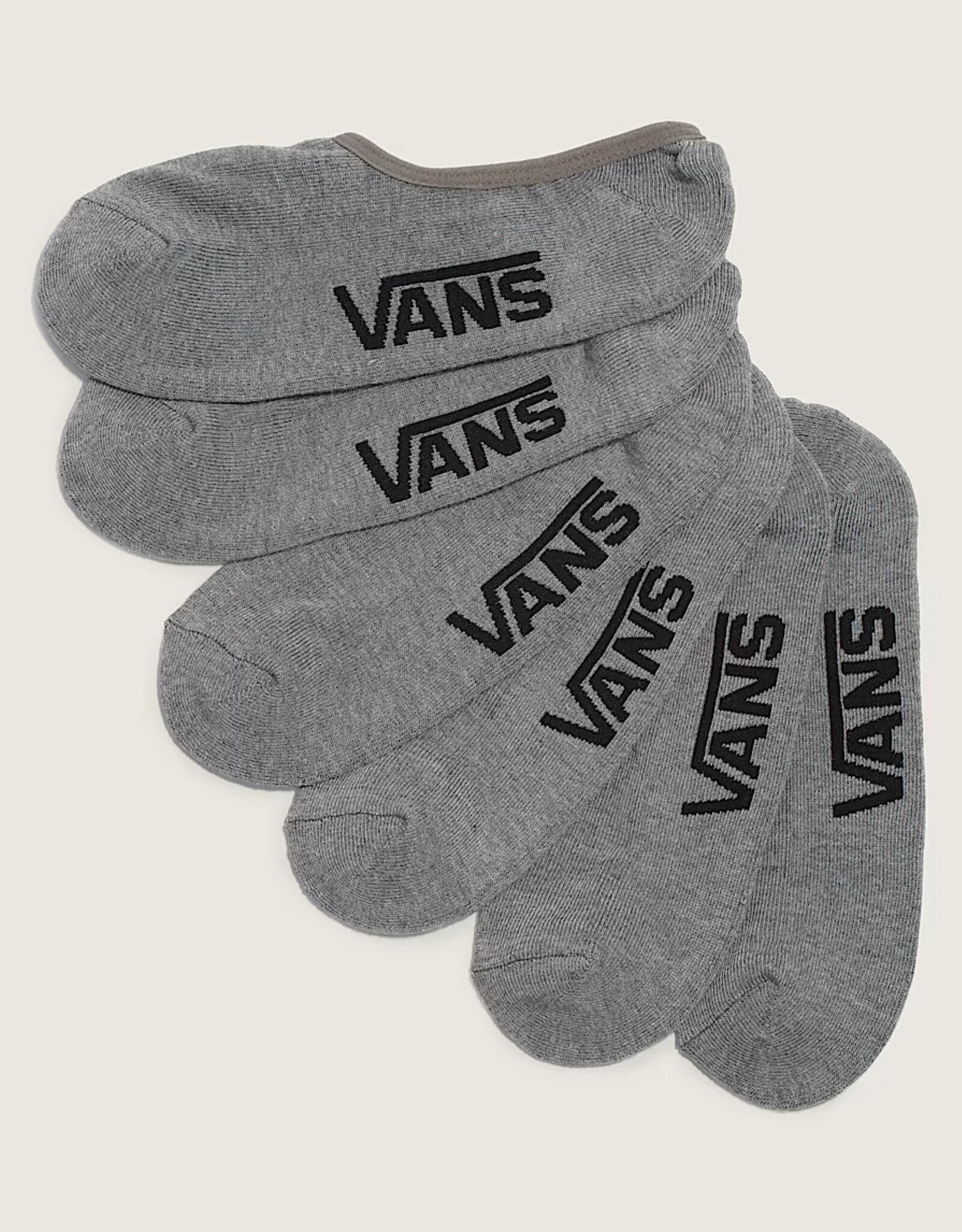 VANS Classic No Show Socks 3 Pack- Heather Grey