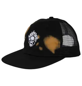 CREATURE Bonehead Flame Wash Mesh Trucker Hat - Greasy Black