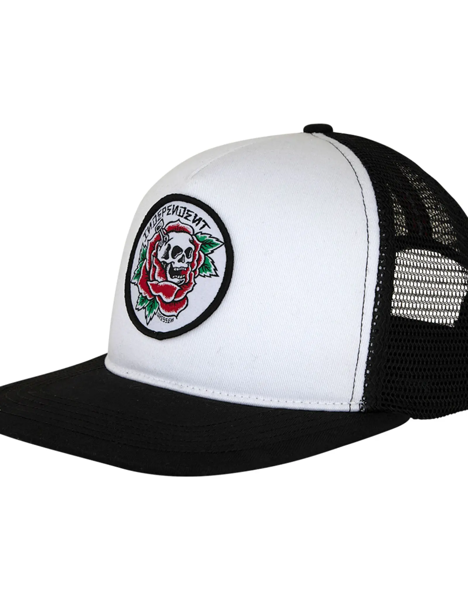 INDEPENDENT Dressen Skull Rose Snapback Trucker Hat - White / Black