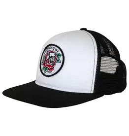 INDEPENDENT Dressen Skull Rose Snapback Trucker Hat - White / Black
