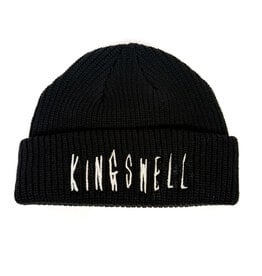 KINGSWELL Fos Script Knit Cable Fold Beanie - Black / Silver