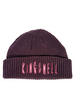 KINGSWELL Fos Script Knit Cable Fold Beanie - Wine / Pink