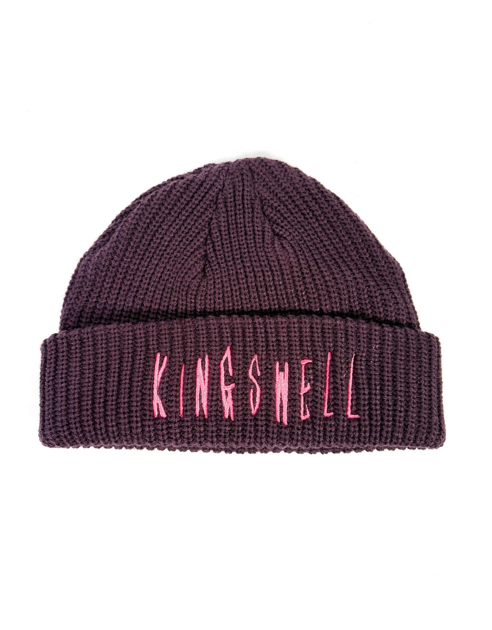 KINGSWELL Fos Script Knit Cable Fold Beanie - Wine / Pink