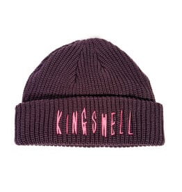 KINGSWELL Fos Script Knit Cable Fold Beanie - Wine / Pink