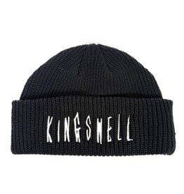 KINGSWELL Fos Script Knit Cable Fold Beanie - Navy / White
