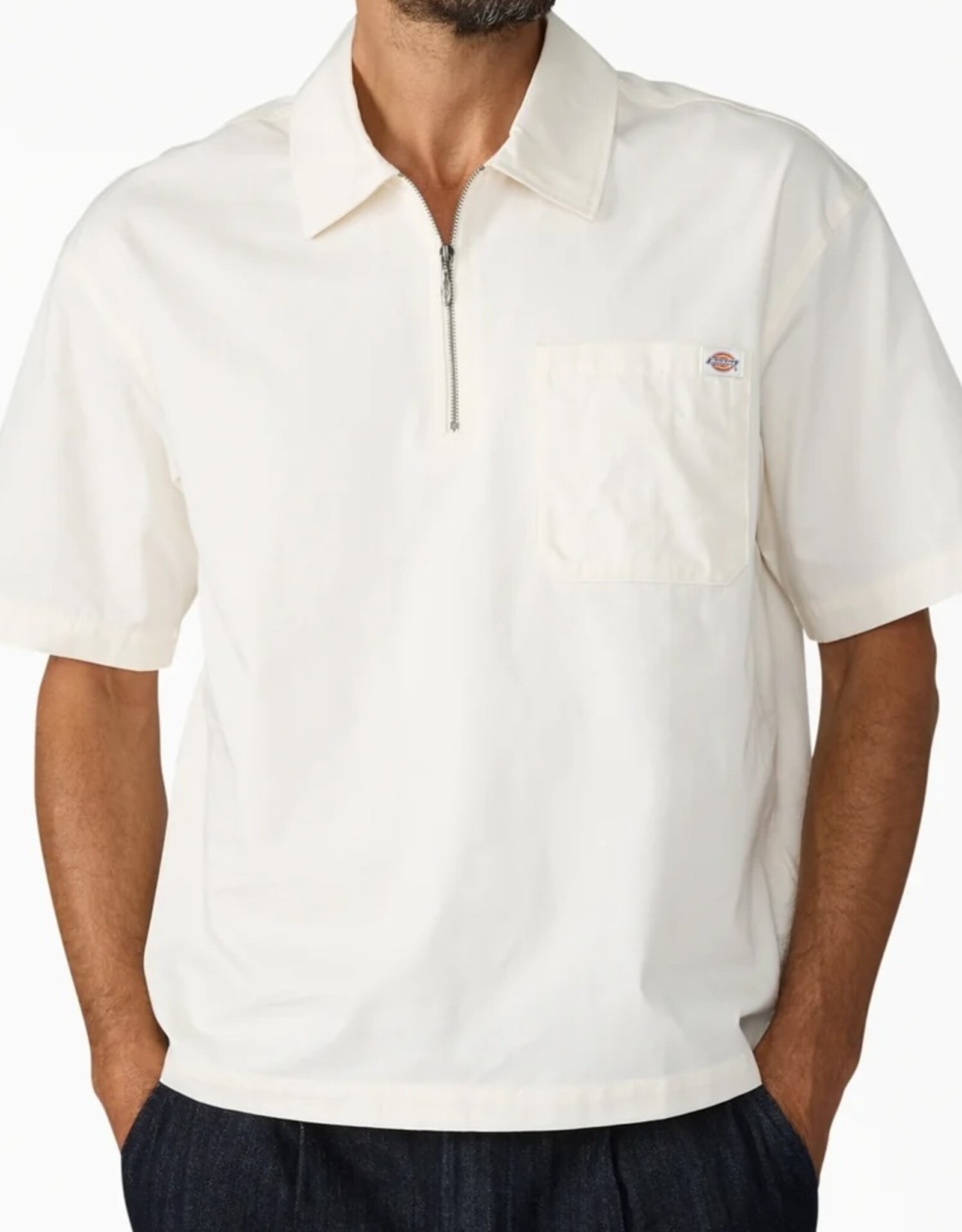 DICKIES Cadiz Quarter Zip S/S Shirt - Egret