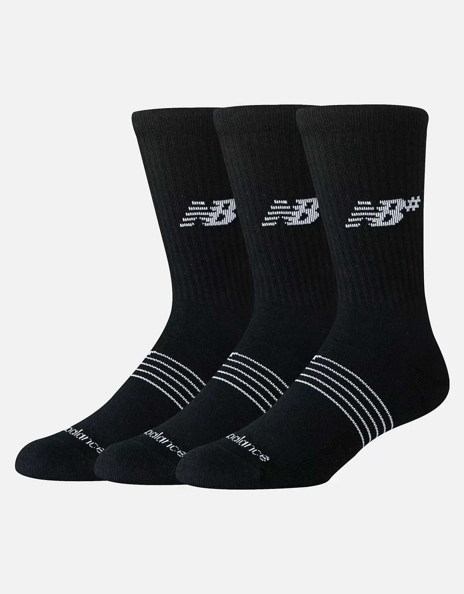 NEW BALANCE Active Numeric Crew Socks 3 Pack - Black Large