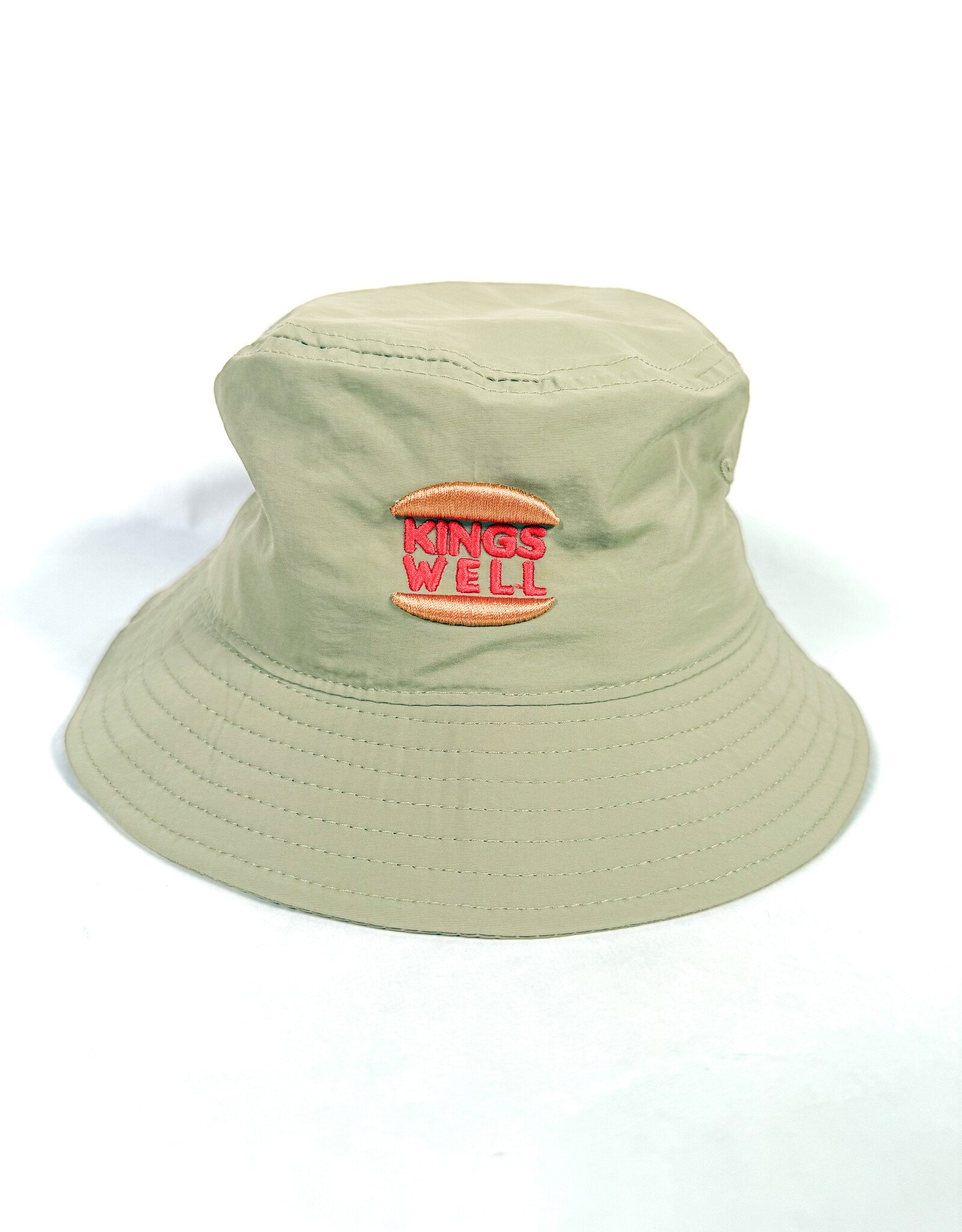 KINGSWELL Burger Well Logo Nylon Bucket Hat - Khaki