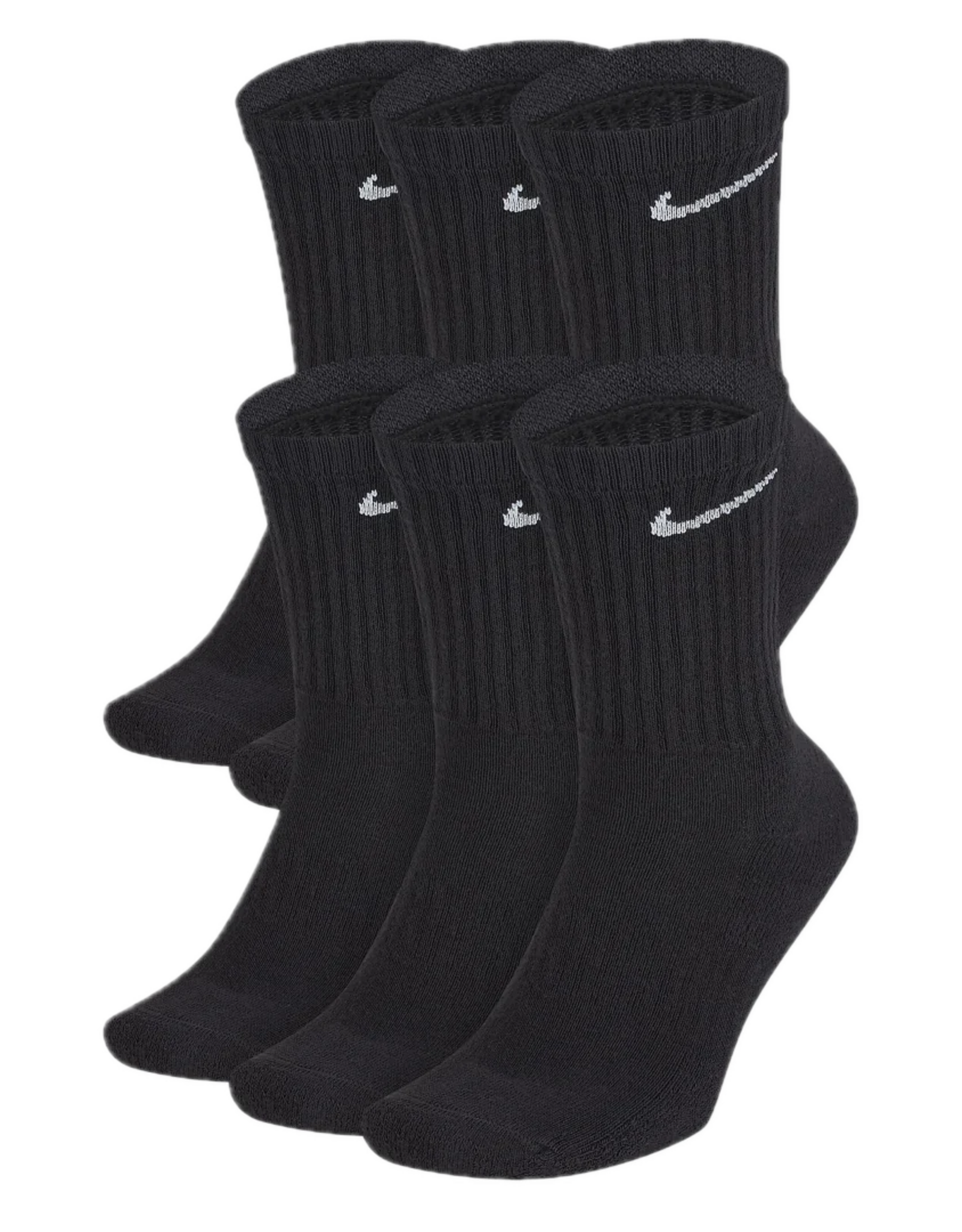 NIKE Everyday Cushioned Training Crew Socks 6 Pack - Black / White