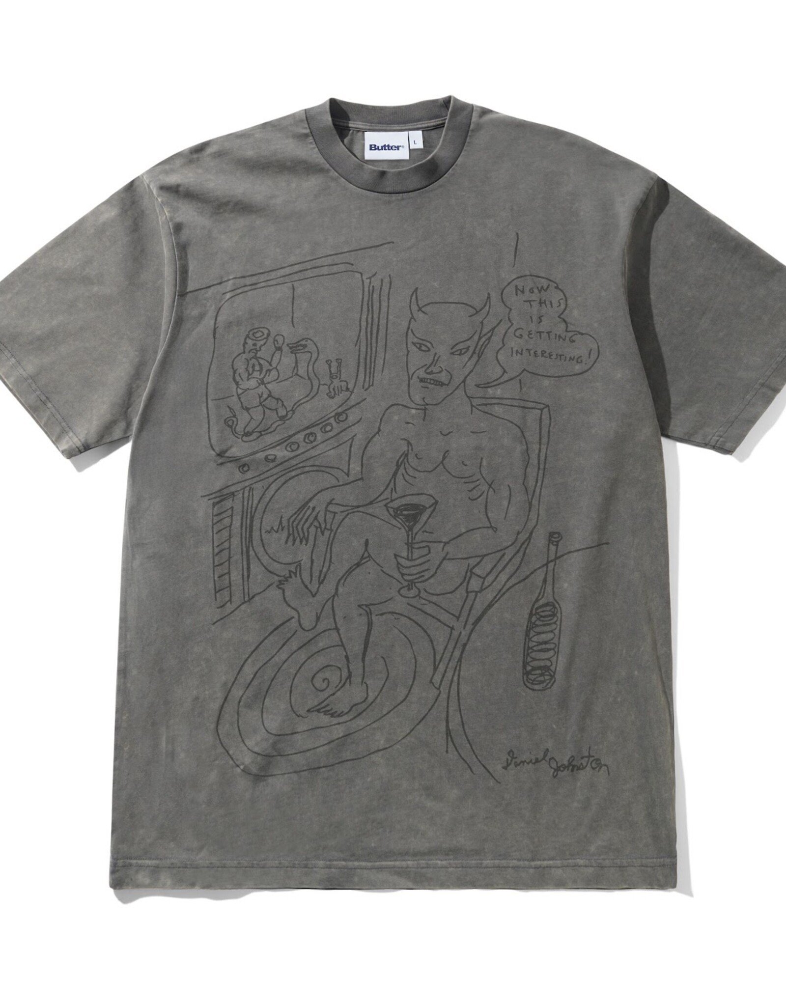 BUTTER GOODS Daniel Johnston Satan Tee - Black Acid Wash