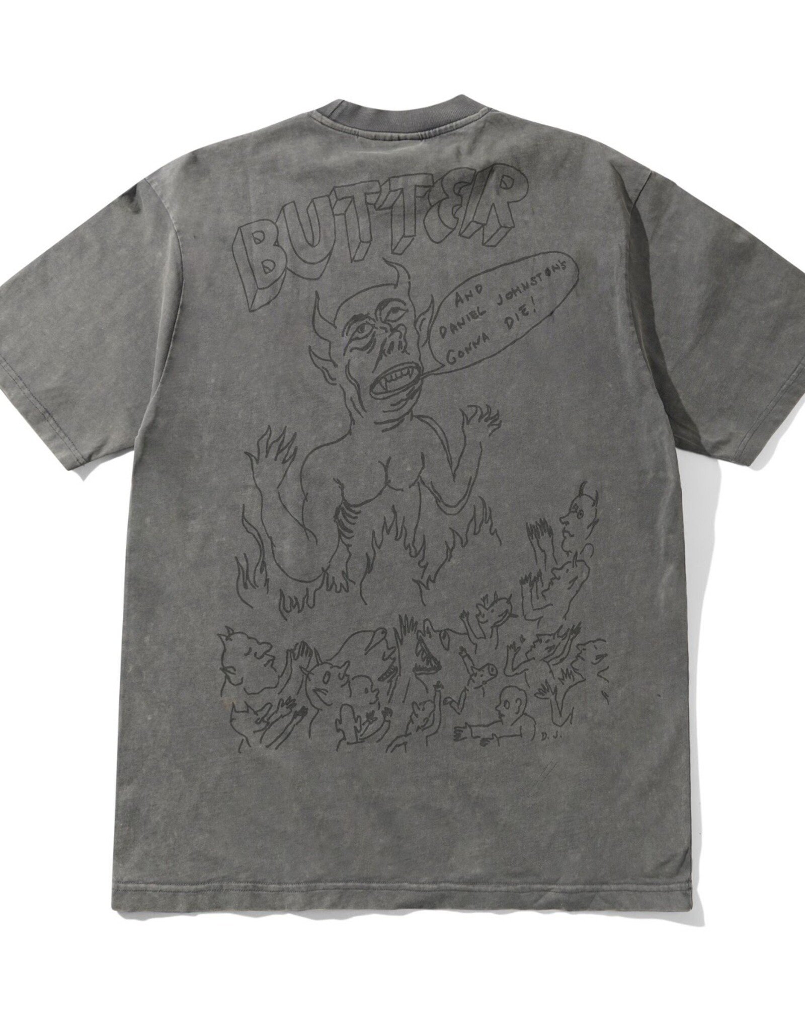 BUTTER GOODS Daniel Johnston Satan Tee - Black Acid Wash