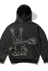 BUTTER GOODS Daniel Johnston Enemy Pullover Hoodie - Distressed Washed Black