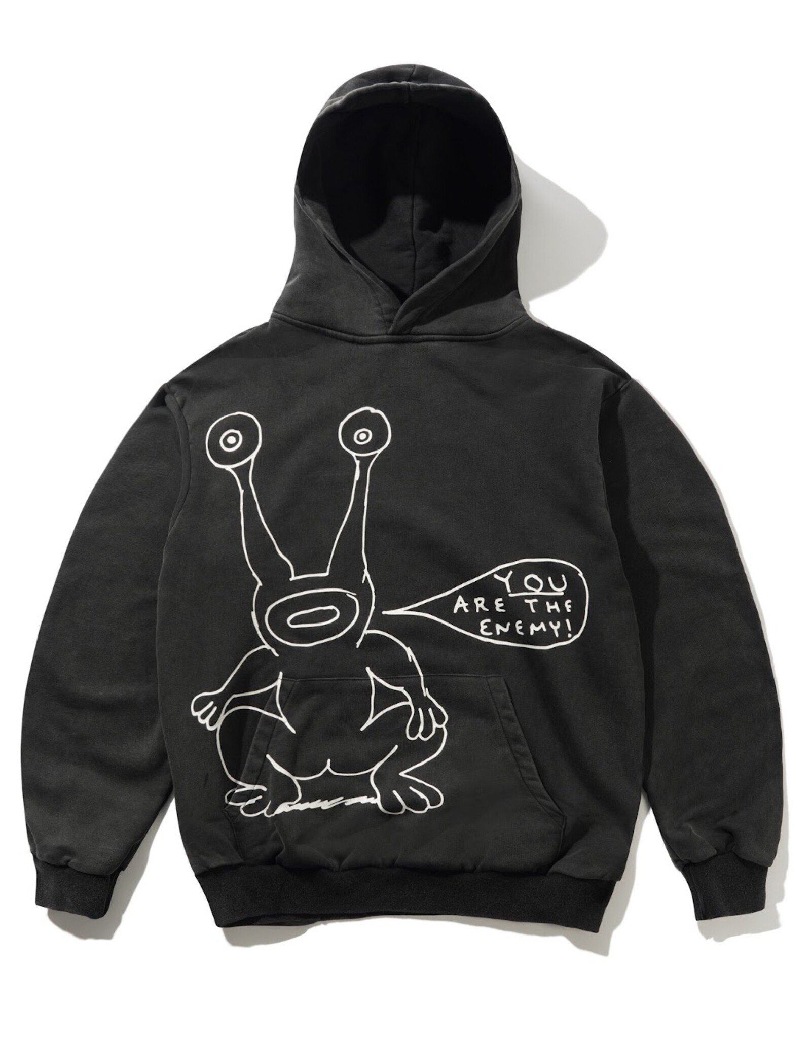BUTTER GOODS Daniel Johnston Enemy Pullover Hoodie - Distressed Washed Black