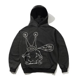BUTTER GOODS Daniel Johnston Enemy Pullover Hoodie - Distressed Washed Black