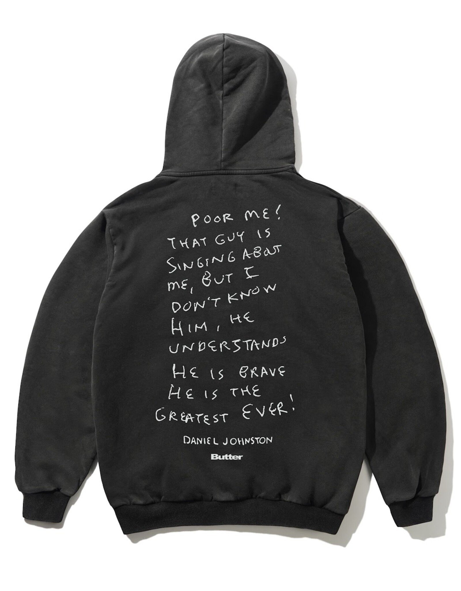 BUTTER GOODS Daniel Johnston Enemy Pullover Hoodie - Distressed Washed Black
