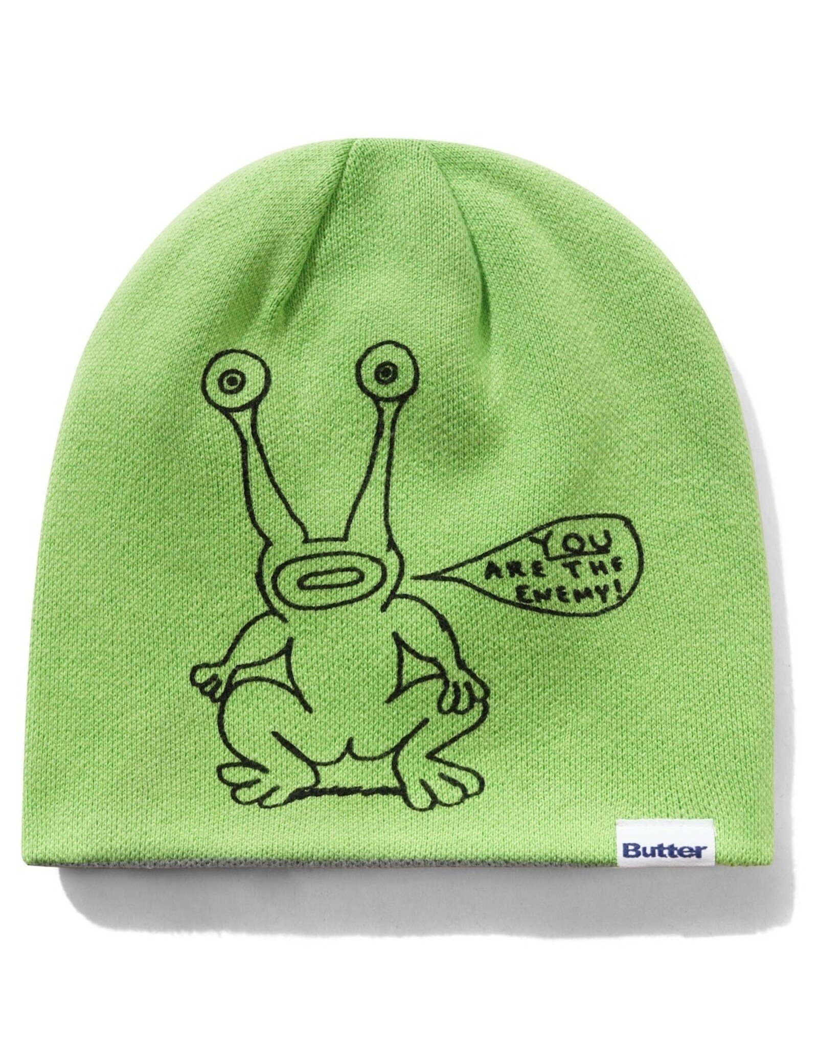 BUTTER GOODS Daniel Johnston Frog Reversible Beanie - Lime / Grey