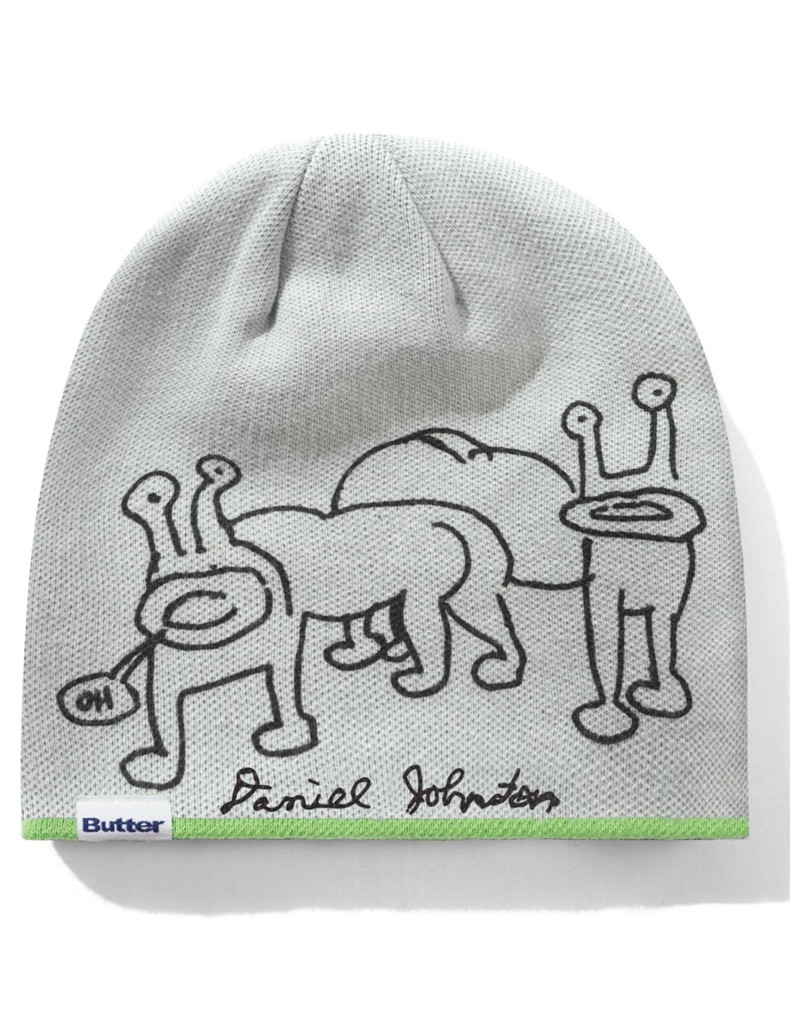 BUTTER GOODS Daniel Johnston Frog Reversible Beanie - Lime / Grey