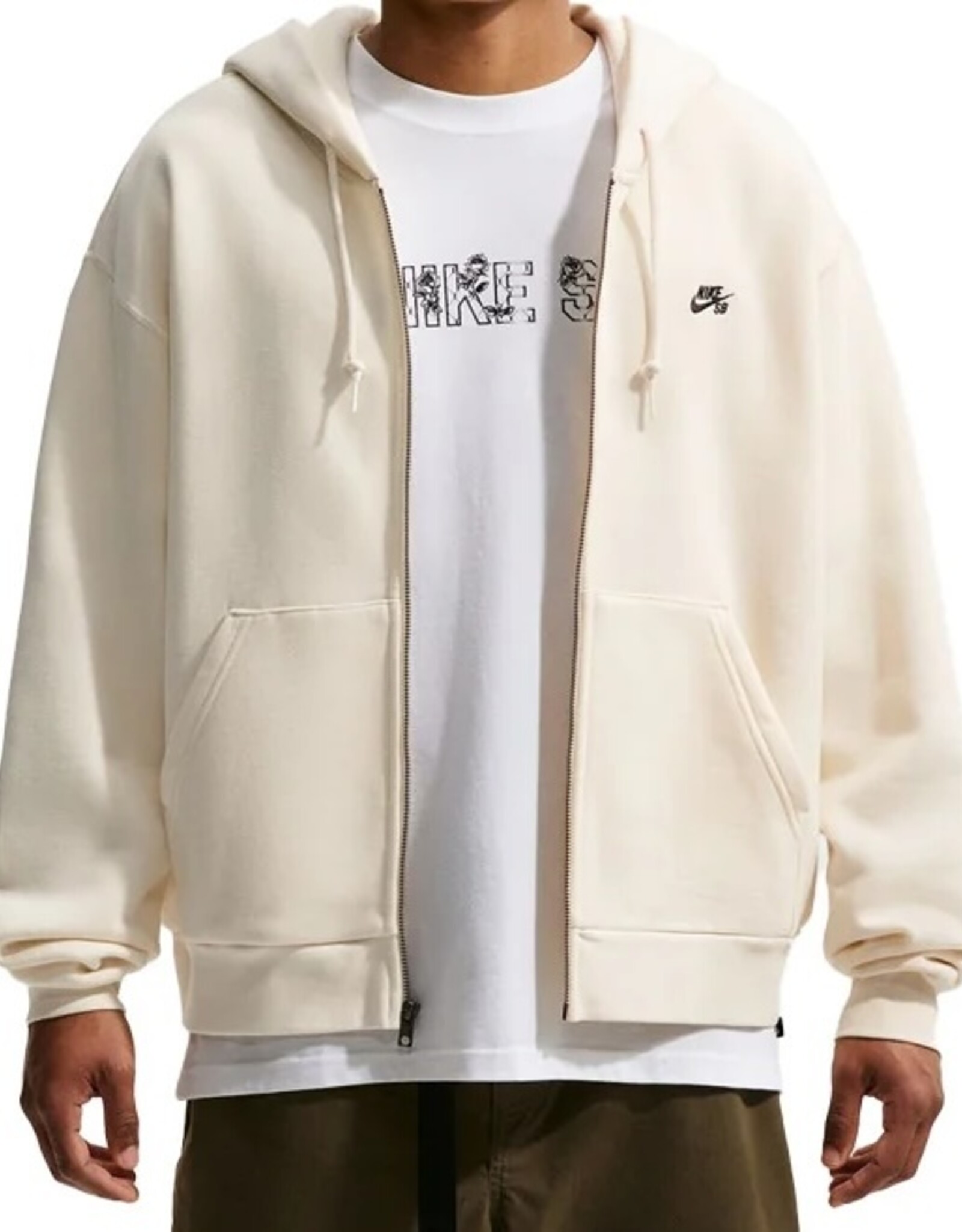 NIKE SB Full-Zip Fleece Skate Hoodie - Coconut Milk / Black