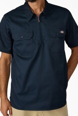 DICKIES 1/4 Zip S/S Work Shirt - Dark Navy