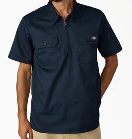 DICKIES 1/4 Zip S/S Work Shirt - Dark Navy