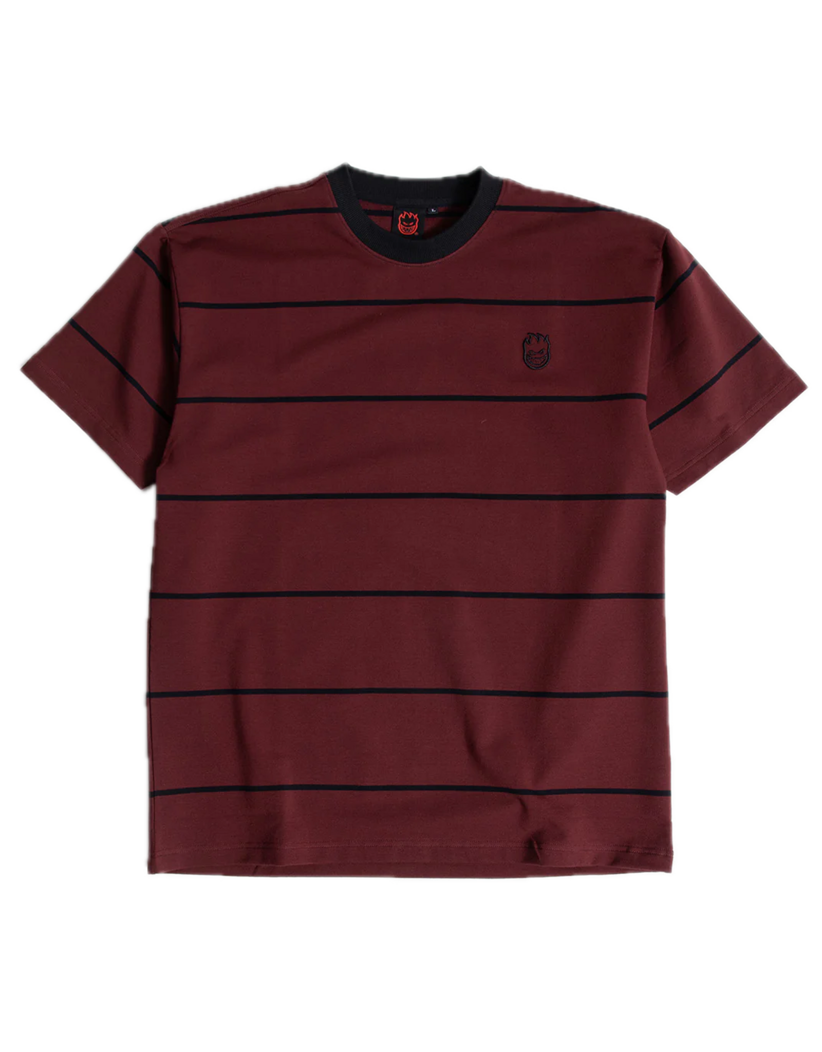 SPITFIRE SPITFIRE Embroidered Bighead Striped Knit Tee - Burgundy