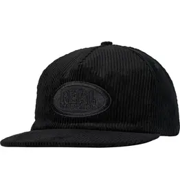 REAL SKATEBOARDS Oval Logo Cord Snapback Hat - Black / Black
