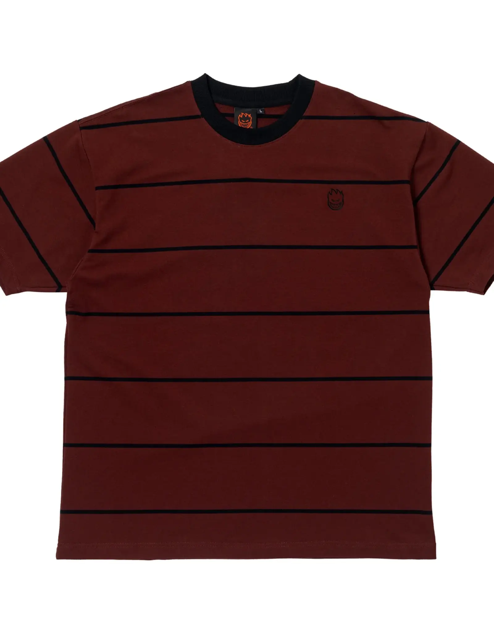 SPITFIRE Embroidered Bighead Striped Knit Tee - Burgundy