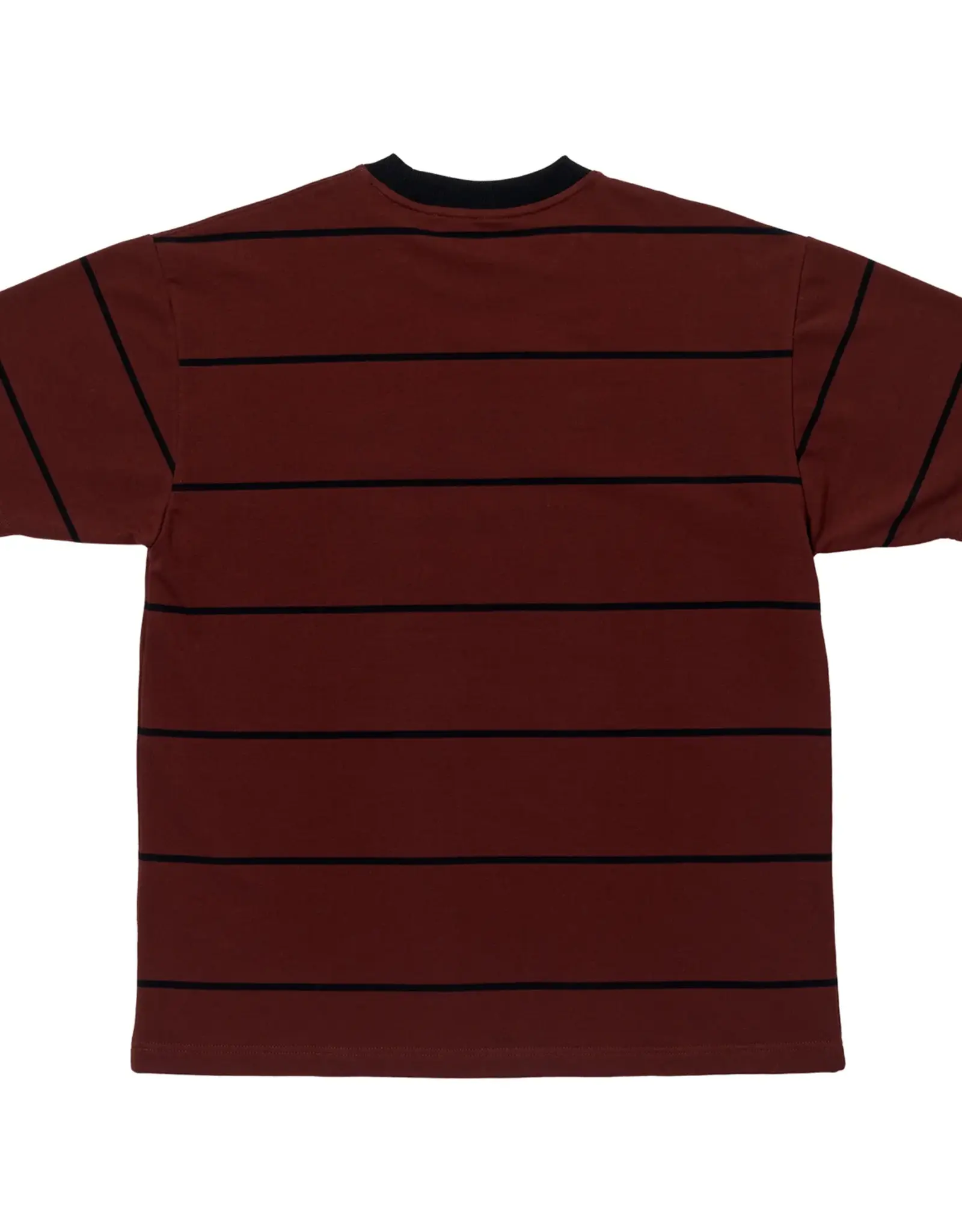 SPITFIRE Embroidered Bighead Striped Knit Tee - Burgundy