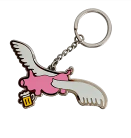 FROG Flying Pig Keychain - Pink