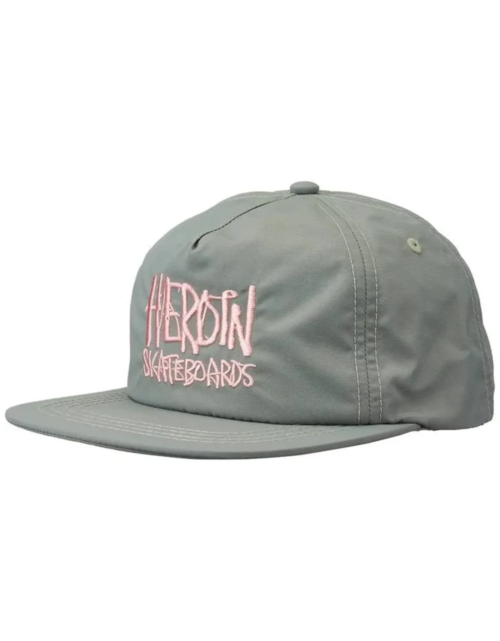 HEROIN Script Nylon Snapback - Grey / Pink