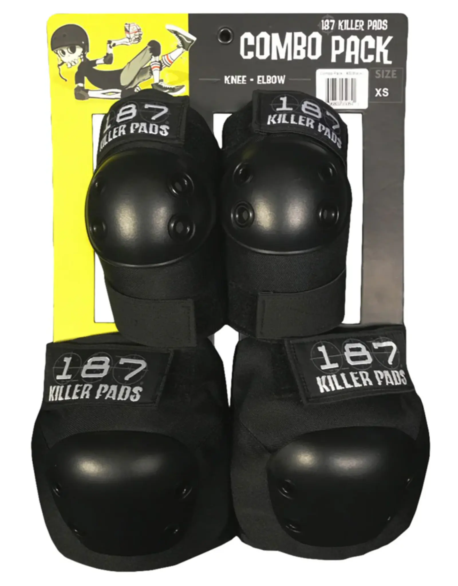 187 Killer Pads Black Elbow / Knee Pad Combo Pack - XS