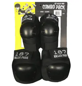187 Killer Pads Black Elbow / Knee Pad Combo Pack - XS