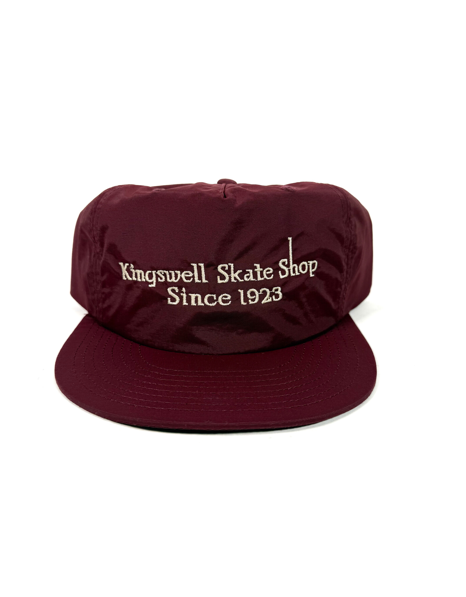 KINGSWELL Letterhead Snapback Surf Hat - Burgandy / White