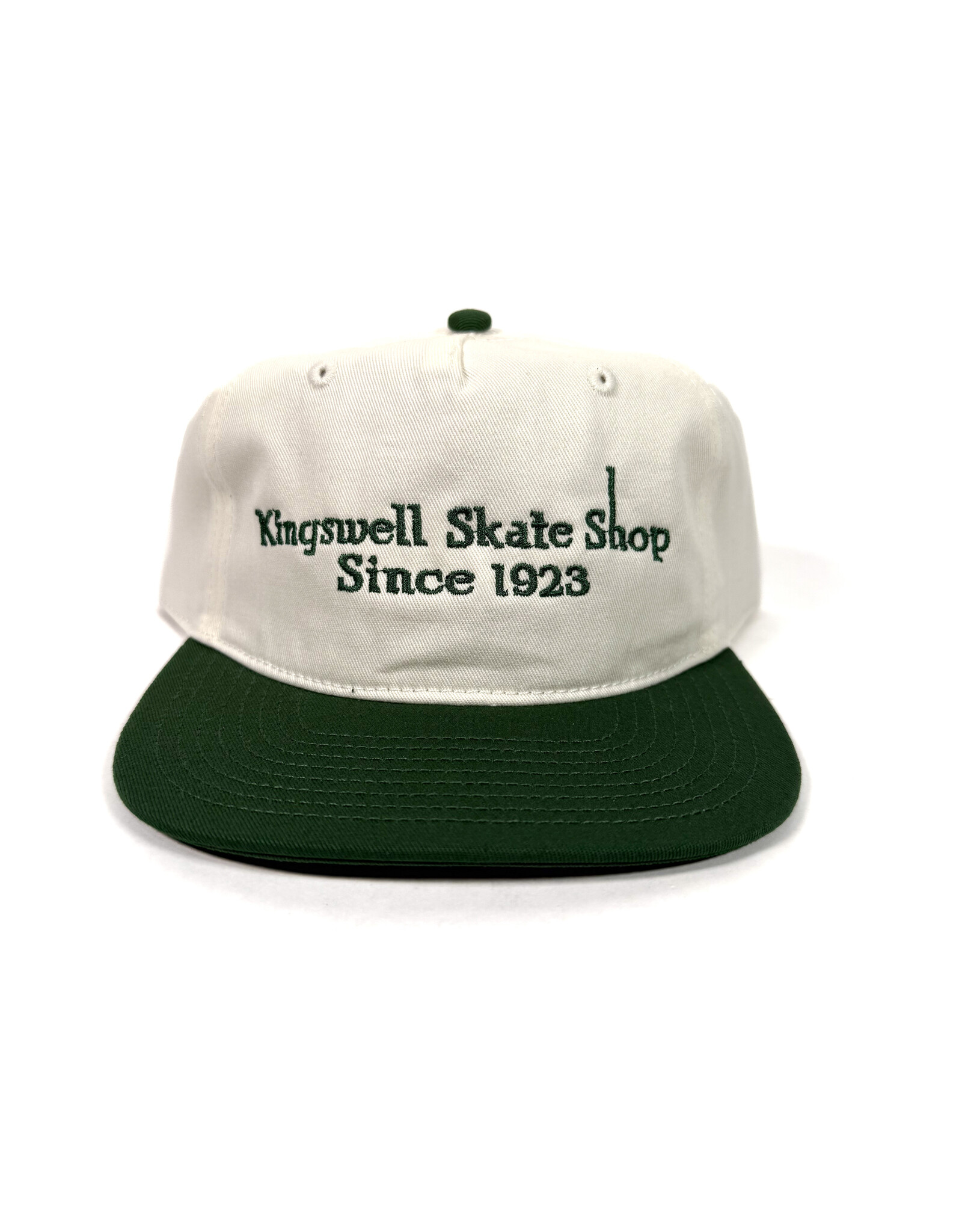 KINGSWELL Letterhead 2 Tone 5 Panel Snapback Hat - Forest Green / White