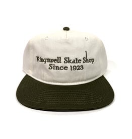 KINGSWELL Letterhead 2 Tone 5 Panel Snapback Hat - Olive / White