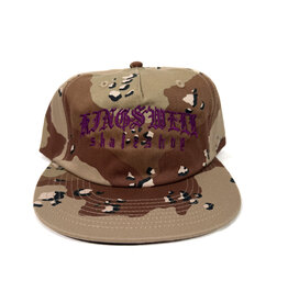 KINGSWELL Meza Script 6 Panel Snapback Hat - Desert Camo / Purple