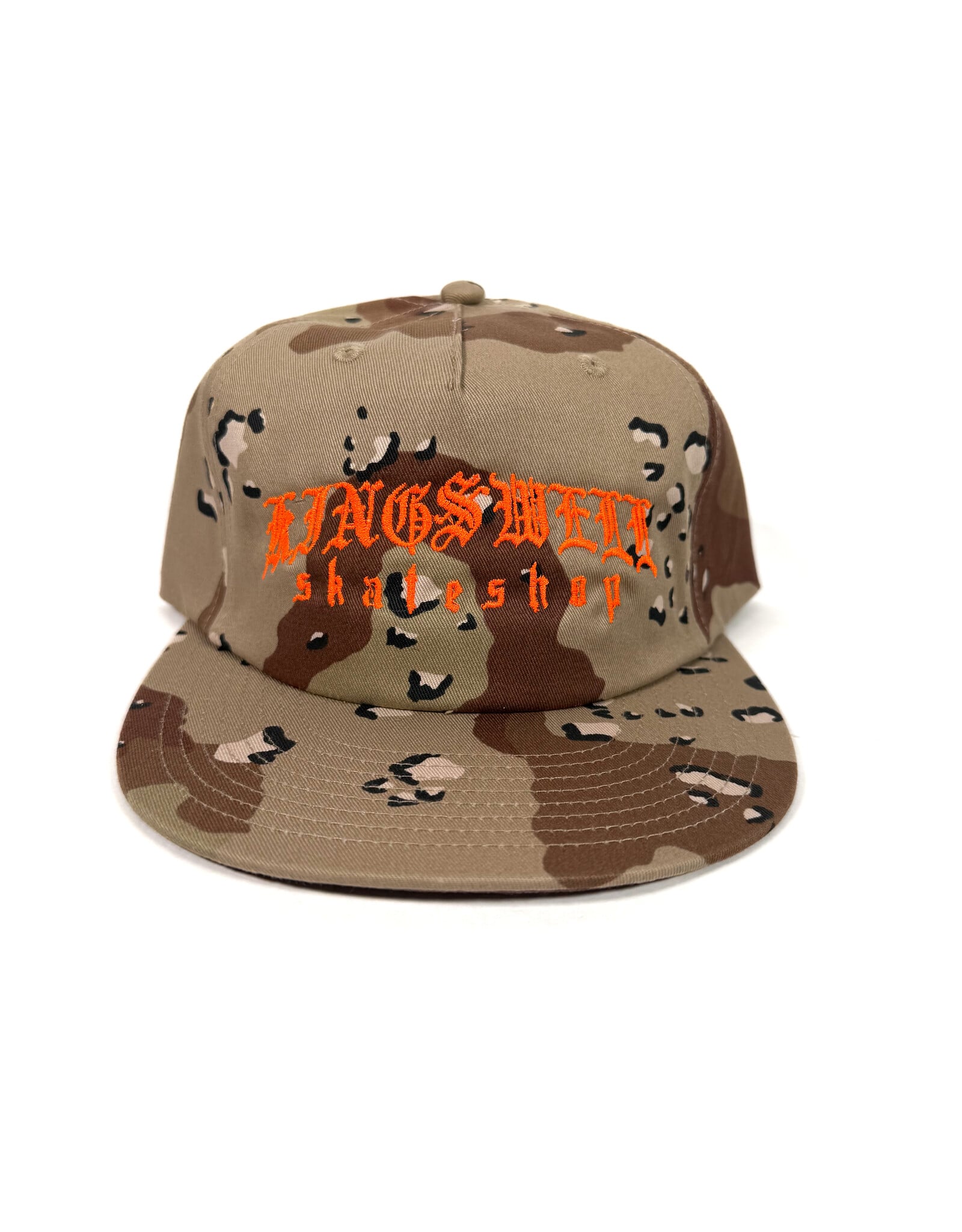 KINGSWELL Meza Script 6 Panel Snapback Hat - Desert Camo / Orange