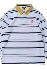 KROOKED Sun Heart L/S Rugby Polo - White / Navy